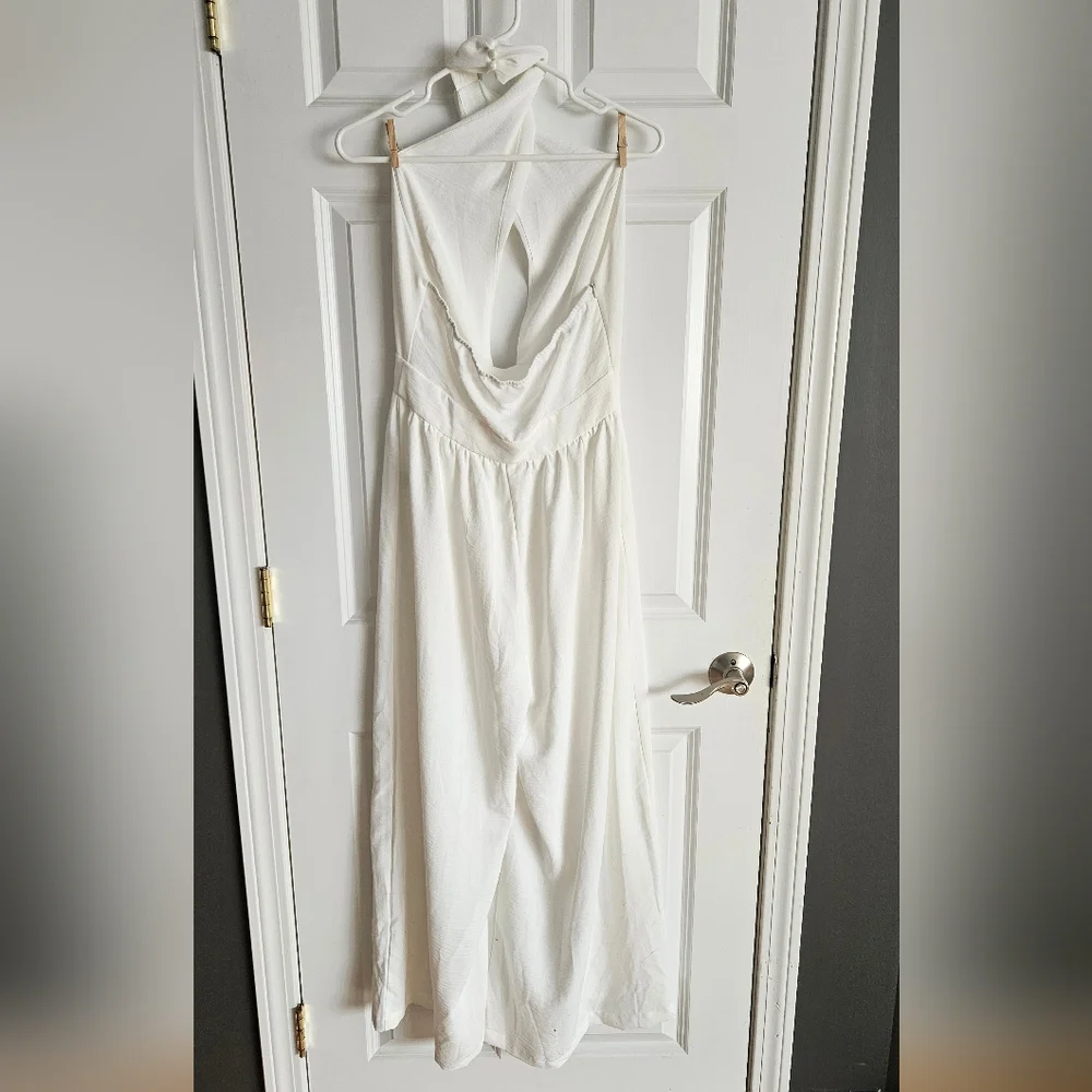 White Halter Jumpsuit - Picture 4 of 4
